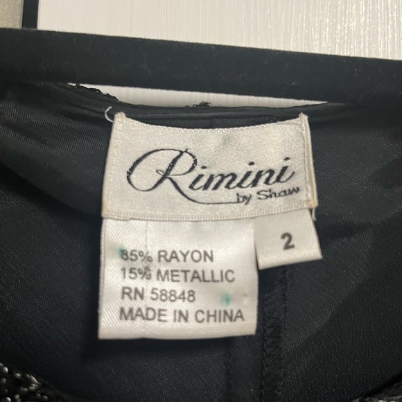 Vintage Rimini by Shaw Black/Silver Metallic Dress Size 2 - Picture 5 of 6